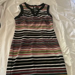 stripped knee length work dress sleeveless